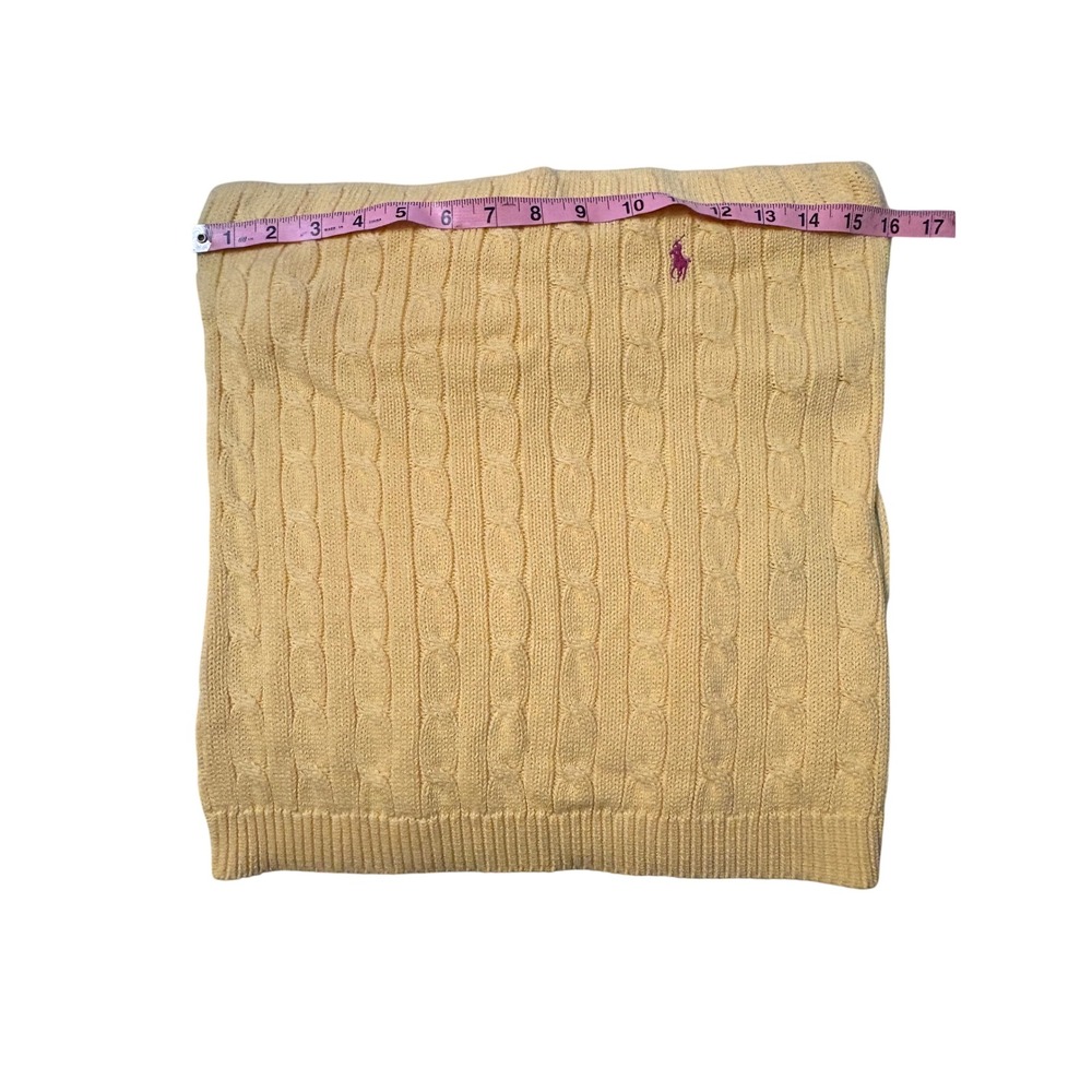 Ralph Lauren Yellow Cable Knit Halter Tube Top Pink Pony Cotton Size L - Picture 5 of 7